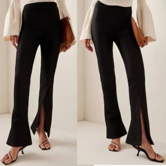 A.W.A.K.E MODE Pants - A.W.A.K.E. MODE Asymmetric Slit-Detailed Waffle Knit Pants Size 6